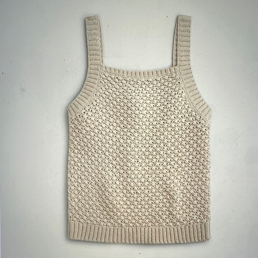J.Crew Basket stitch Sold Out Meghan Markle top knit Tank Top Buff Clay color